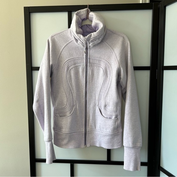 lululemon athletica Tops - [6] Lululemon Lavender Purple Scuba Zipper Cotton Fleeced Lined Sweater Jacket